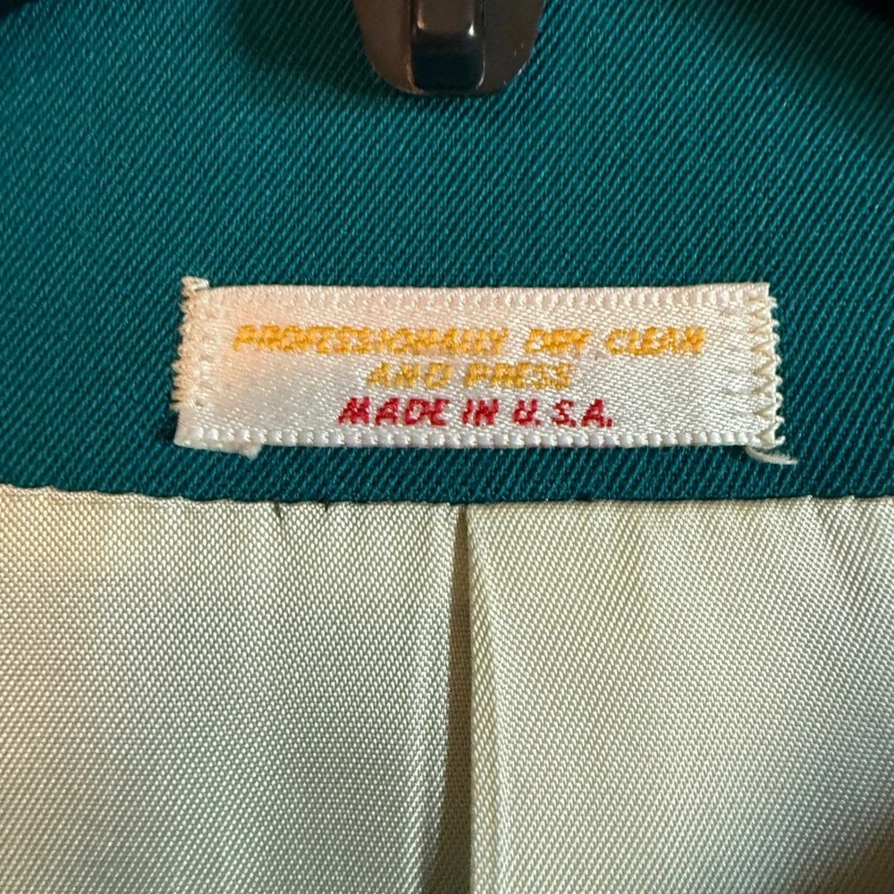 Vtg Corporate Woman Collection Wool Suit Blazer Skirt Set Gold Button‎ Size M
